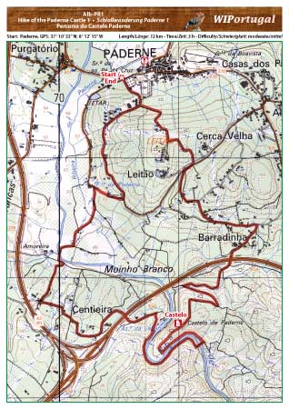 Paderne Castle Hiking Map