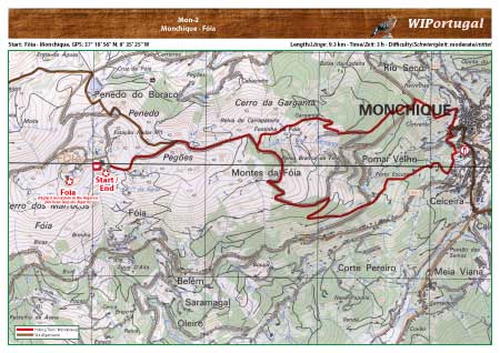 Hiking Map of the Hike Monchique - Foia